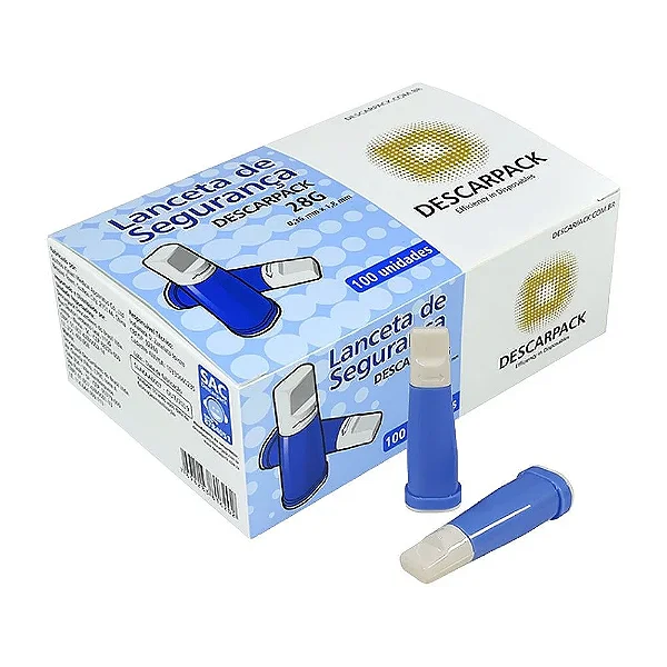 LANCETA DE SEGURANÇA 28G 0,36X1,8MM DESCARPACK CX 100 UN