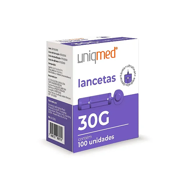 LANCETA 30G UNIQMED CX 100UN