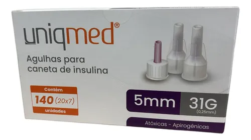 AGULHA CANETA INSULINA 31G 5MM UNIQMED CX 140 UN