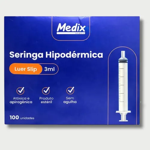 SERINGA S/ AGULHA 3ML LUER SLIP MEDIX CX 100 UN