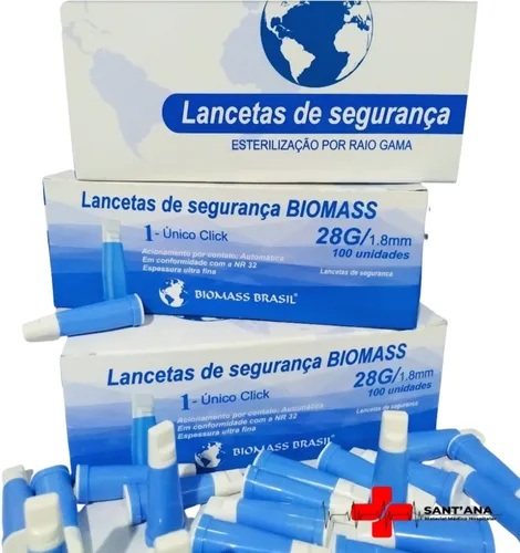 LANCETA DE SEGURANÇA 28G/1.8MM BIOMASS CX 100 UN