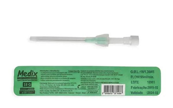 CATETER INTRAVENOSO TEFLON 18G MEDIX CX 100UN