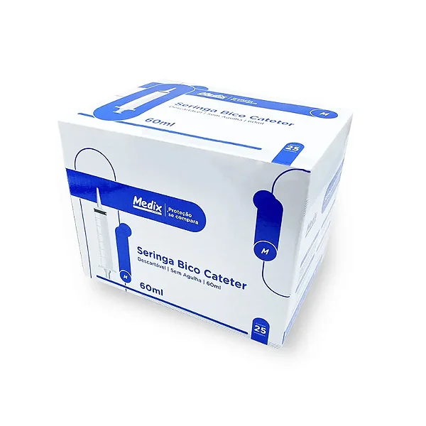 SERINGA S/ AGULHA 60ML BICO CATETER MEDIX CX 25 UN