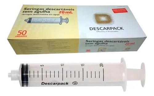 SERINGA S/ AGULHA 20ML LUER LOCK DESCARPACK CX 50 UN