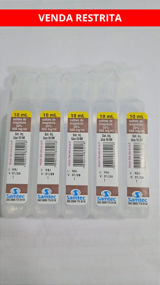 SULFATO DE MAGNÉSIO 50% 10ML SAMTEC CX 200 UN