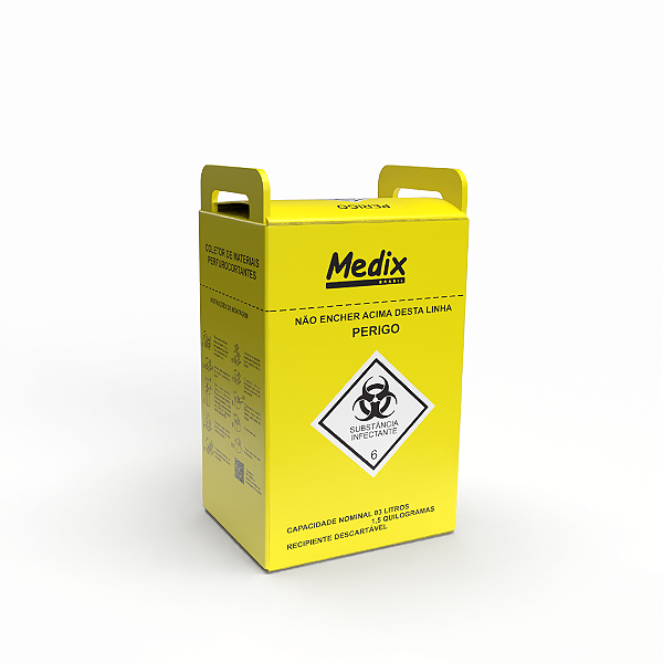 COLETOR MAT. PERFUROCORTANTE AMARELO PREMIUM 3L MEDIX UN