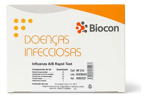 TESTE RÁPIDO INFLUENZA A+B BIOCON CX 10 UN
