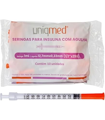 SERINGA INSULINA C/ AGULHA 1ML 12,7MM X 0,33MM 29G UNIQMED PCT 10 UN