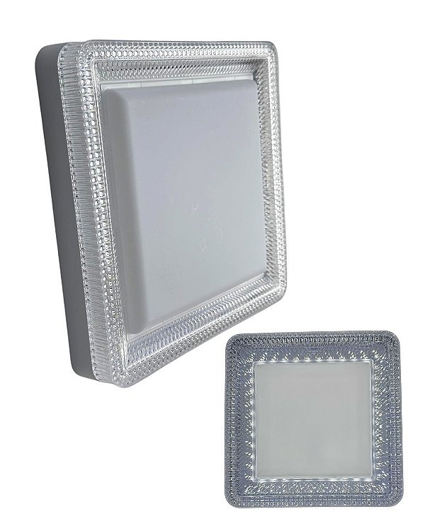 Painel Led Borda Infinita Cristal 40w Sobrepor Quadrado 23cmx23cm Frio 6500K Bivolt
