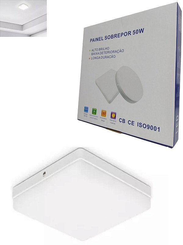Plafon Led Borda Infinita 50w Sobrepor Quadrado 30cmx30cm Bivolt  Neutro 4000K