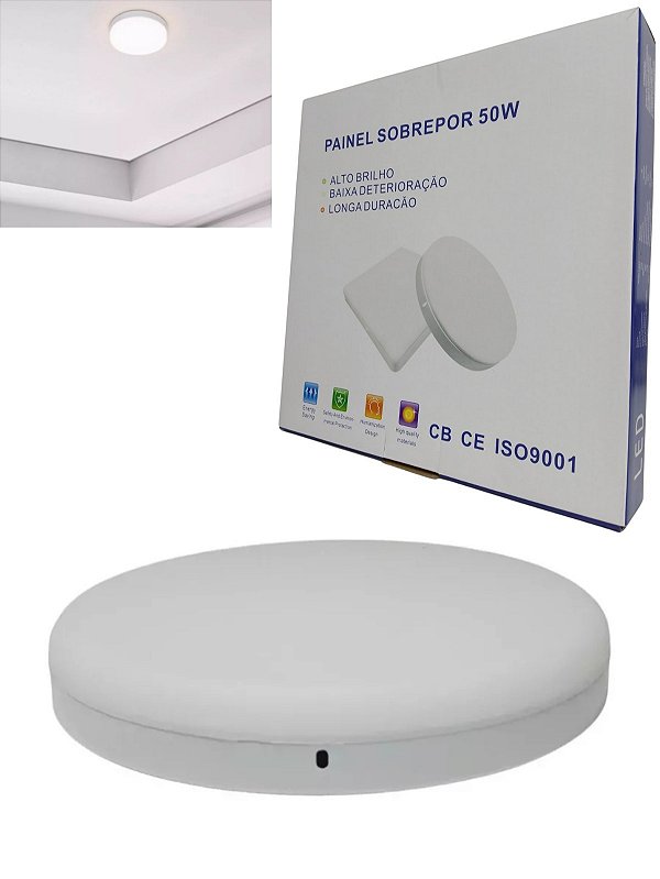 Plafon Led Borda Infinita 50w Sobrepor Redondo 30cmx30cm Bivolt Neutro 4000K