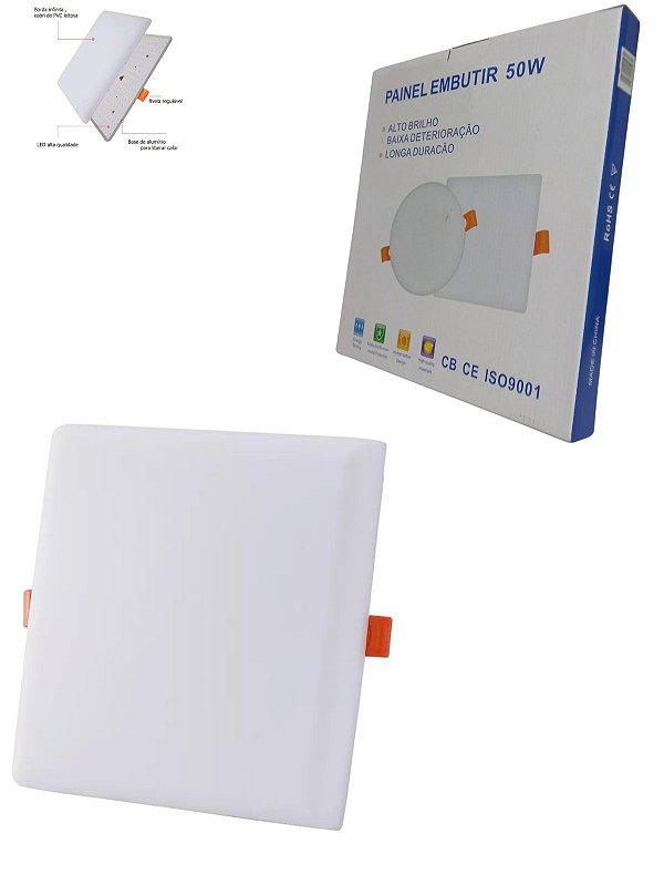 Plafon Led Borda Infinita 50w Embutido Quadrado 30cmx30cm Bivolt Neutro 4000K