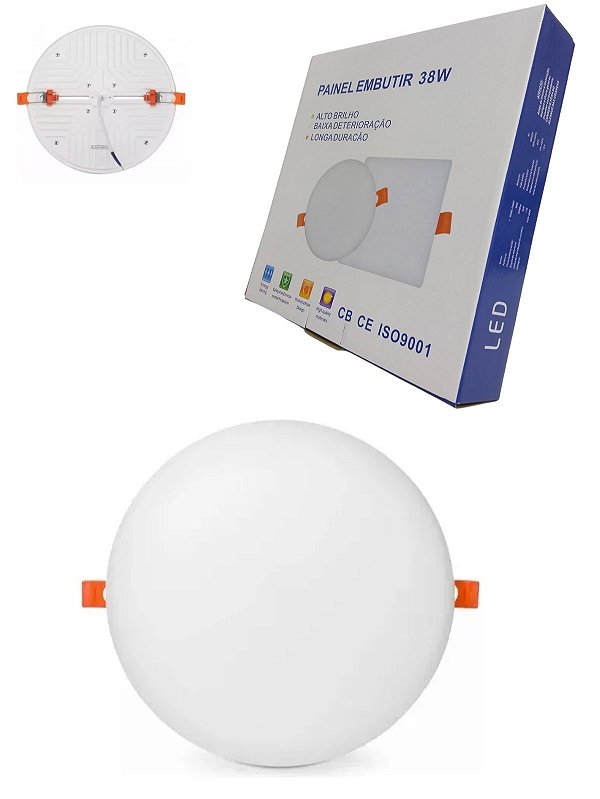 Plafon Led Borda Infinita 38w Embutido Redondo 22cmx22cm Bivolt Neutro 4000K