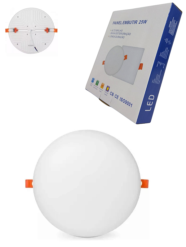 Plafon Led Borda Infinita 25w Embutido Redondo 17cmx17cm Bivolt Branco FRIO 6500K