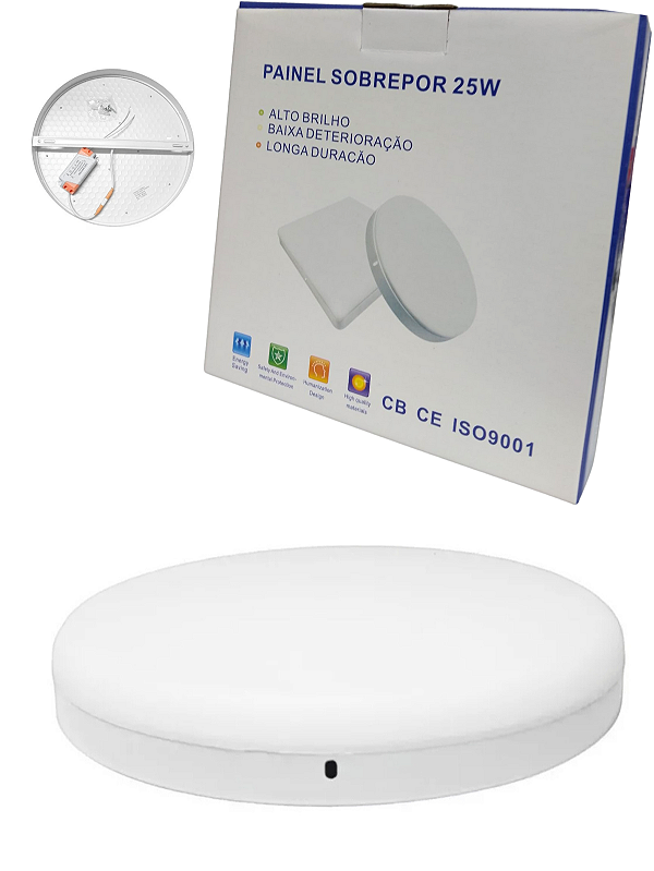 Plafon Led Borda Infinita 25w Sobrepor Redondo 17cmx17cm Bivolt Branco FRIO 6500K