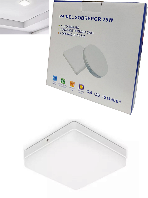 Plafon Led Borda Infinita 25w Sobrepor Quadrado 17cmx17cm Bivolt Neutro 4000k