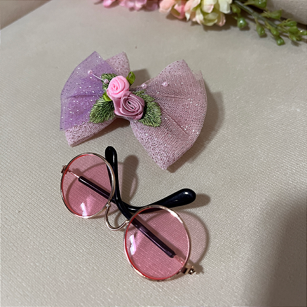 Kit Óculos Para Pet + Laço