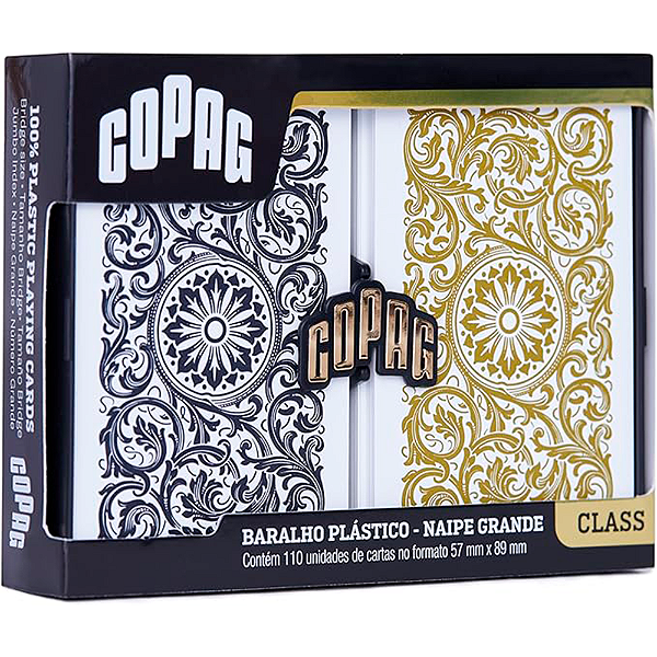 Baralho Class Elite Estojo Duplo Naipe Grande - Preto/Dourado - Copag