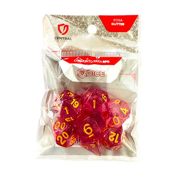 Central Dice - RPG: Glitter Rosa e Dourado