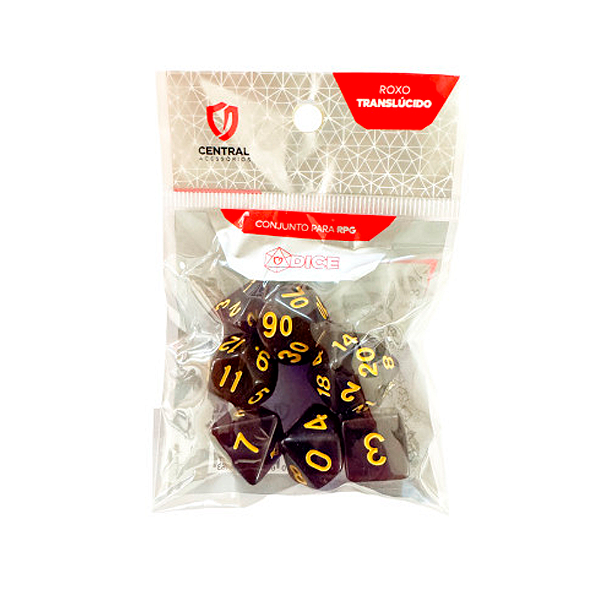 Central Dice - RPG: Translucido Roxo e Dourado