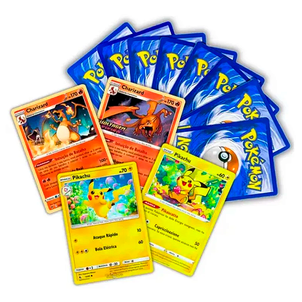 LOTE CARTAS POKEMON 50 CARTAS COMUM + 5 CARTAS BRILHANTES ALEATÓRIAS