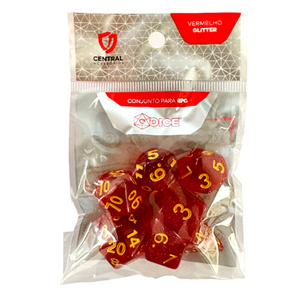 Central Dice - RPG: Glitter Vermelho e Dourado