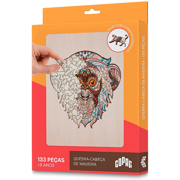 JOGO QUEBRA CABECA DE MADEIRA MACACO