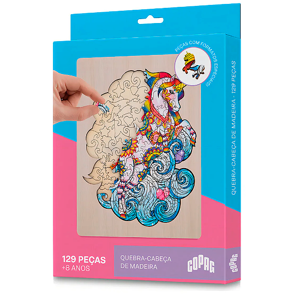 JOGO QUEBRA CABECA DE MADEIRA UNICORNIO