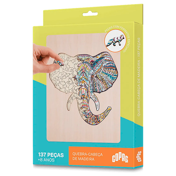 JOGO QUEBRA CABECA DE MADEIRA ELEFANTE