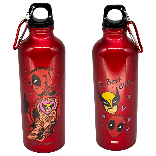 GARRAFA DE ALUMINIO 500ML C/MOSQUETAO DEADPOOL