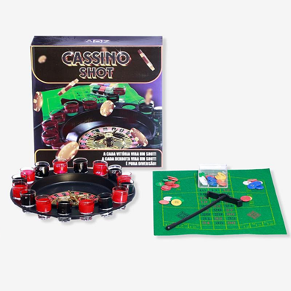 DRINKS JOGOS ROLETA CASSINO , FICHAS - 16 COPOS VIDRO