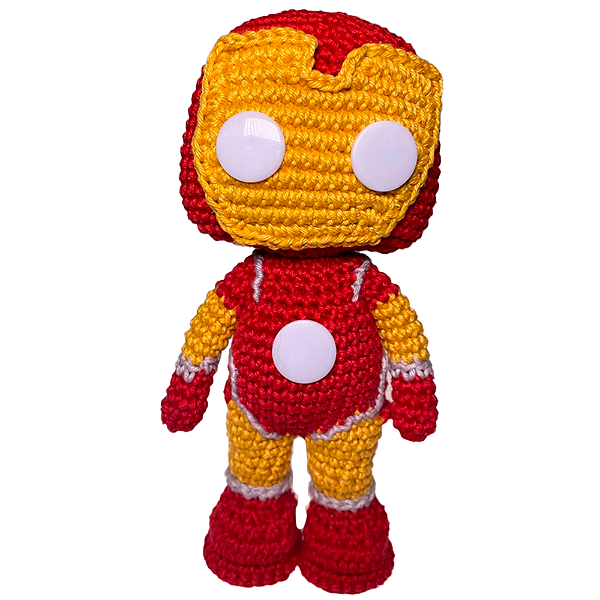 BONECO HOMEM DE FERRO FEITO EM CROCHÊ