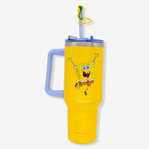 CANECAO TUMBLER TERMICO BOB ESPONJA C/PINGENTE 1,15LT - OFICIAL