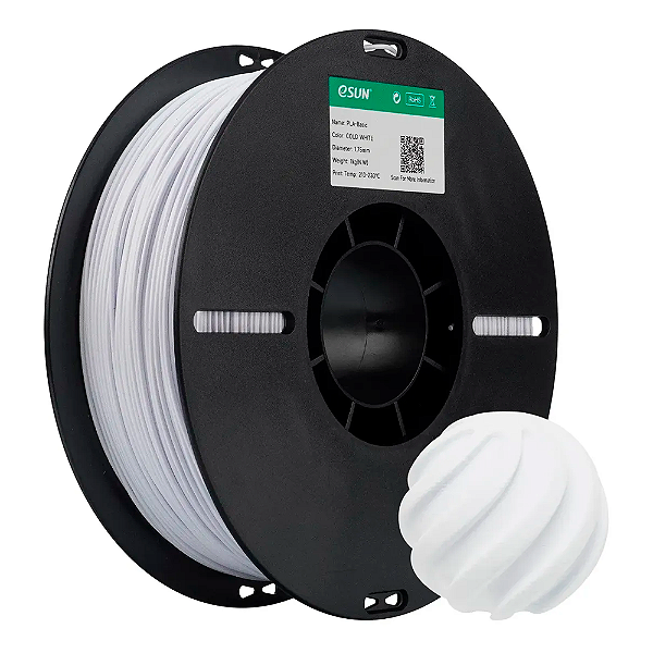 FILAMENTO PARA IMPRESSORA 3D ESUN PLA BASIC BRANCO GELO 1,75MM ROLO 1KG