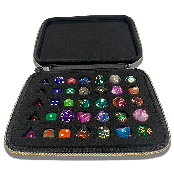 Estojo para Dados RPG Premium 35 Espaços Preto Fosco