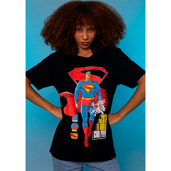 CAMISETA PITICAS DC COMICS SUPERMAN COR PRETO