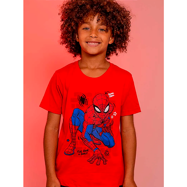 CAMISETA PITICAS INFANTIL SPIDER COR VERMELHO