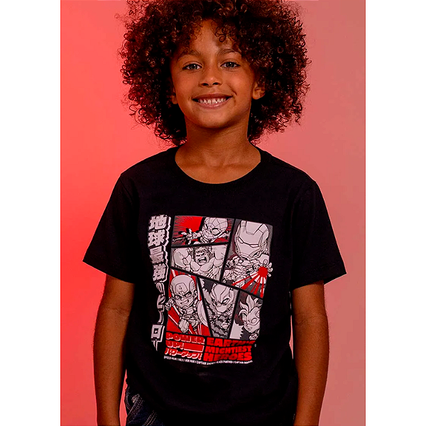CAMISETA  PITICAS INFANTIL MARVEL COR PRETO