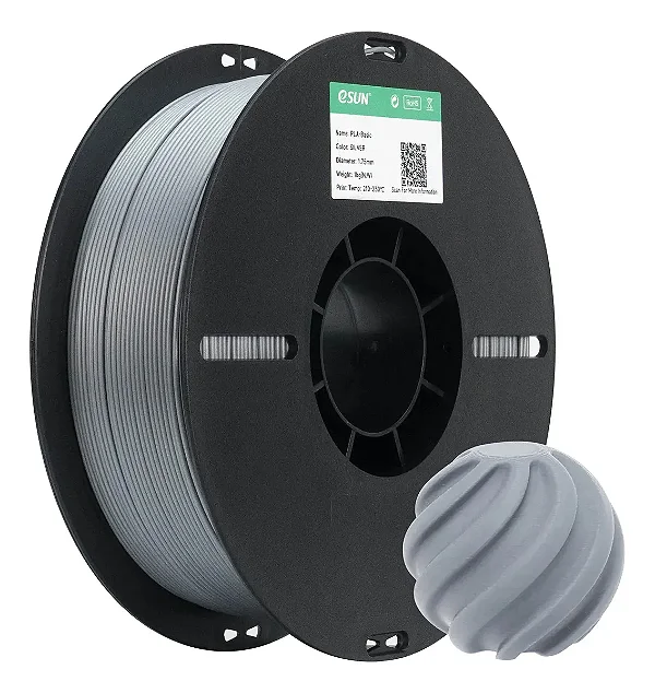 Filamento Impressora 3d Pla Esun Cor Prata 1,75mm 1kg