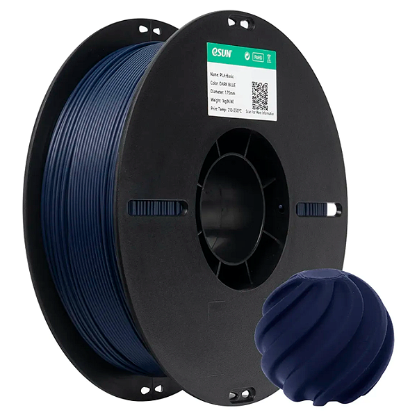 Filamento Impressora 3d Pla Esun Cor Azul Escuro 1,75mm 1kg
