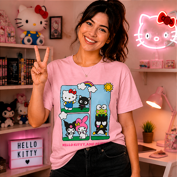 CAMISETA HELLO KITTY  PITICAS INFANTIL ROSA