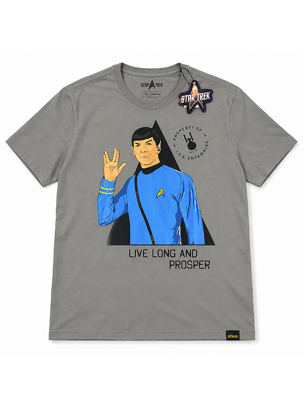 CAMISETA STAR TREK PITICAS COR CINZA