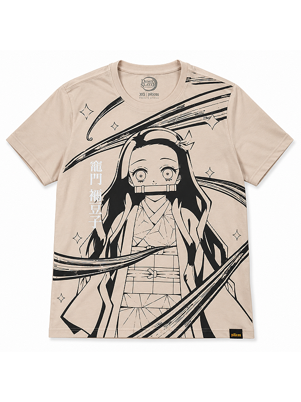 CAMISETA DEMON SLAYER PITICAS COR ROSA