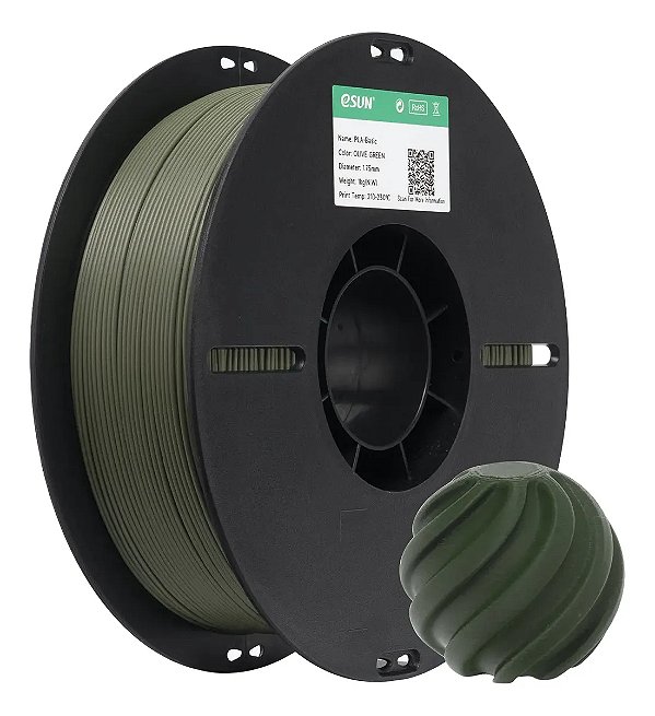 Filamento Impressora 3d Pla Esun Cor Verde Oliva 1,75mm 1kg