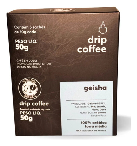 Café Especia Drip Coffee Geisha, Irmãs Pereira, Com 5 Saches