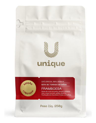 Café Framboesa Torrado Em Grãos 100% Arábica 250g Unique