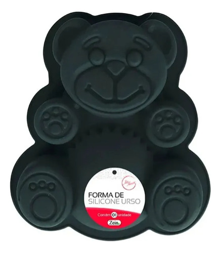 Forma De Silicone Urso Para Bolo Gelatina Doces 300ml Preto