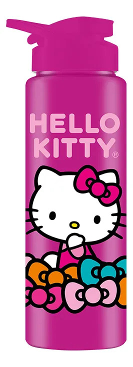 Garrafa Squeeze Hello Kitty 750ml Pink Escolar Academia BPA Free