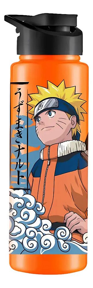 Garrafa Squeeze Naruto 750ml Laranja Academia Escolar BPA Free