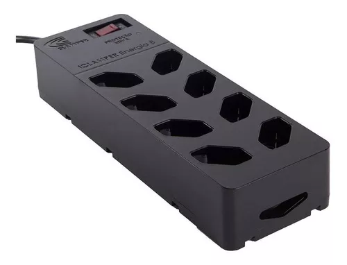 FILTRO DE LINHA + DPS ICLAMPER ENERGIA 8, 8 TOMADAS, BIVOLT, PRETO - 13000